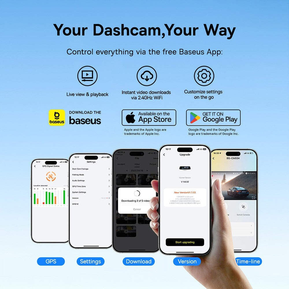 Baseus Primetrip VD1 Dash Cam 3K + Rear Camera 1080P Cosmic Black