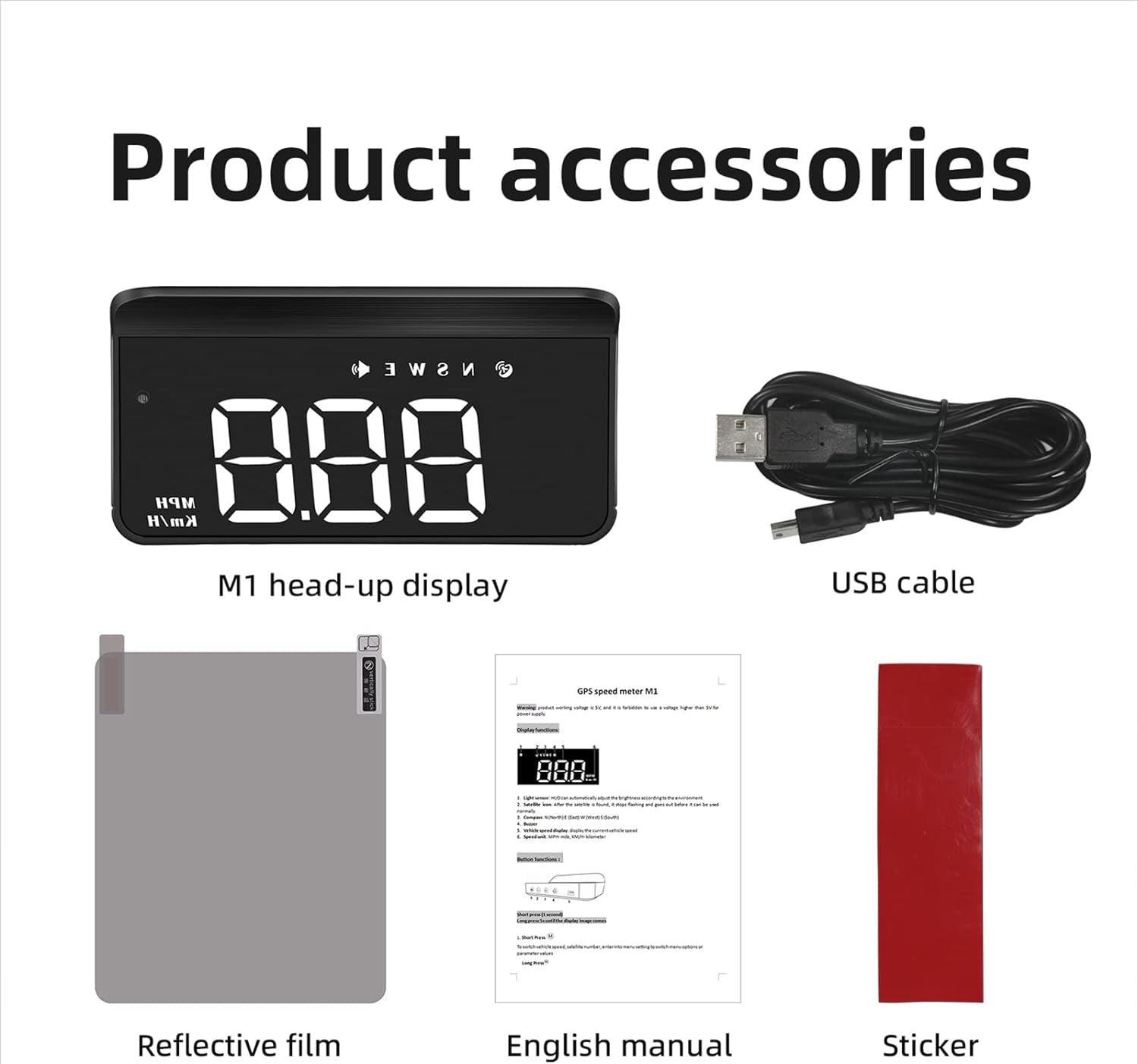 RAYWE Car HUD 3.5 Inch Head-Up Display Windshield Projecter Digital Vehicle Speedometer GPS Model Overspeed Warning Fatigue Driving Alarm