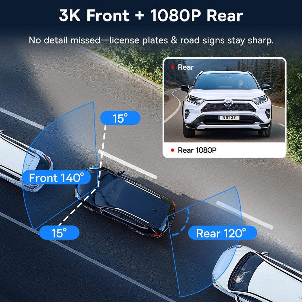 Baseus Primetrip VD1 Dash Cam 3K + Rear Camera 1080P Cosmic Black