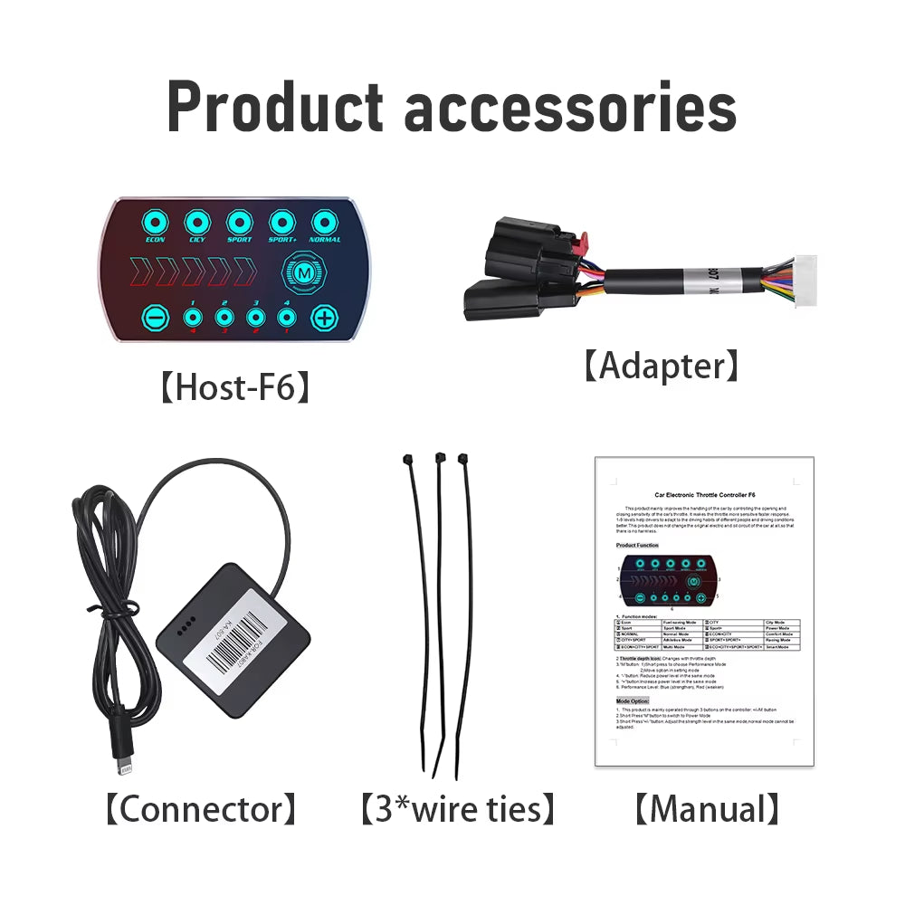 Latest Model Car Electronic Throttle Controller F6 Smart Car Key 10 Modes Vehicle Speed Accelerator Pedal Controller