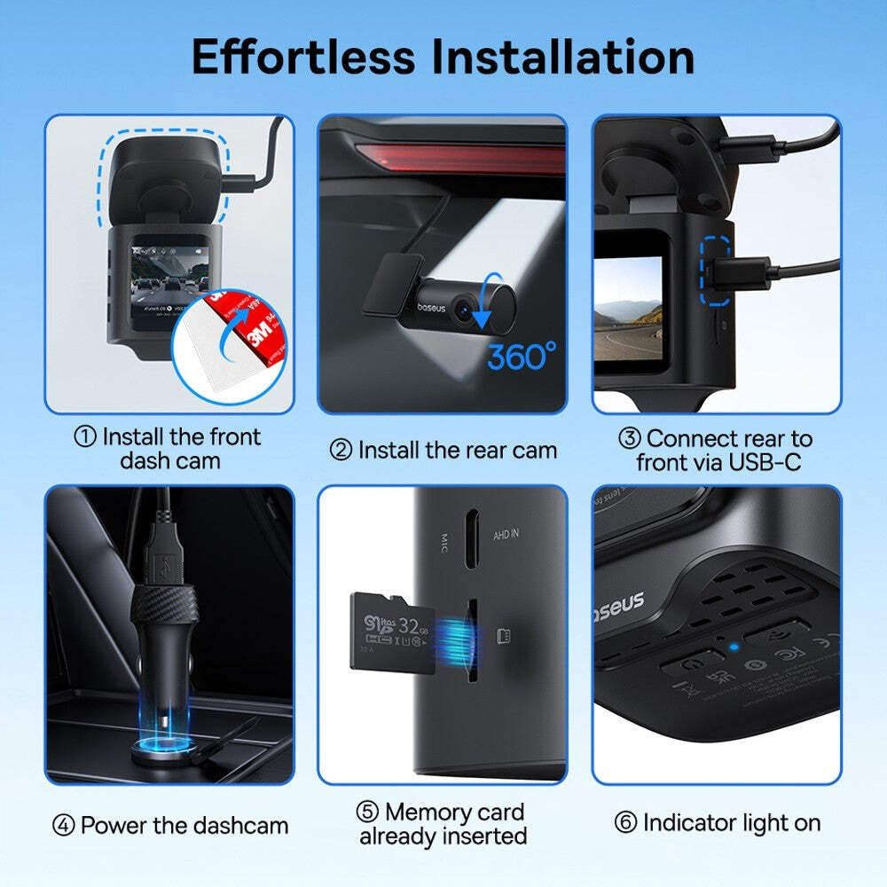 Baseus Primetrip VD1 Dash Cam 3K + Rear Camera 1080P Cosmic Black